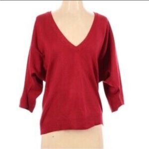 New York & Co | Women's Red V-Neck Christmas Holiday Sweater Coco Red XS